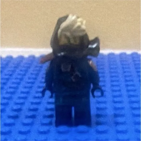 LEGO Dark Blue Ninja Minifigure with Hood and White Hair Plastic