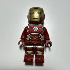 LEGO Marvel Iron Man/Tony Stark Minifigure w/ Helmet Red & Gold Armor