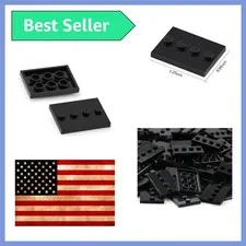 60pcs Plates Parts Tile Modified 3x4 with 4 Studs in Center Black