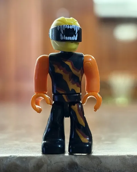 LEGO Minifigure Black Outfit w/ Orange Arms and Visor Helmet