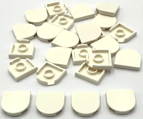 Lego 25 New White Tiles Flat Smooth Round 2 x 2 Half Circle Extended Parts