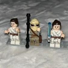 Lot Of 3 LEGO Star Wars Rey Minifigure White Robe Jedi SW1054 Sw0677