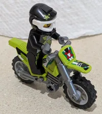 Lego DARK BLUISH GRAY Dirt Bike and Rider DUAL SIDED HEAD motocross city town