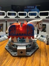 Lego Horse Barding, Ruffled Edge with Dragons on Blue Background
