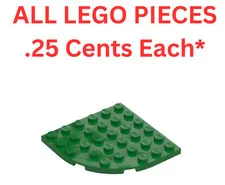LEGO Plate 6x6 Round Corner Green 6003 - Genuine LEGO Parts Pieces Bulk