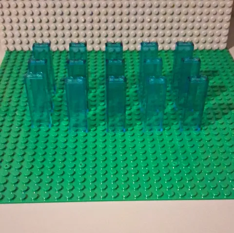 LEGO transparent light blue 1 x 2 x 5 pillar brick. Lot Of 15
