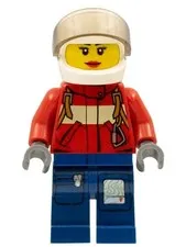 LEGO® Minifigure Town cty0280 Fire Pilot Female Red Fire Suit w/Carabiner Dark B