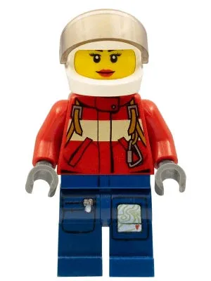 LEGO® Minifigure Town cty0280 Fire Pilot Female Red Fire Suit w/Carabiner Dark B