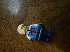 LEGO Minifigures Lot of 2 - Blue Jacket Figure & Lime Green/White Helmet