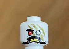 LEGO White Ninjago Alien Head, Red Eye, Mustache, Yellow Teeth
