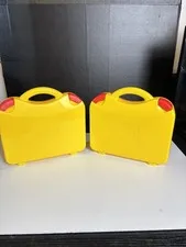 LEGO Set of 2 Storage Carrying Cases Yellow & Orange Adjustable Dividers VG Cond