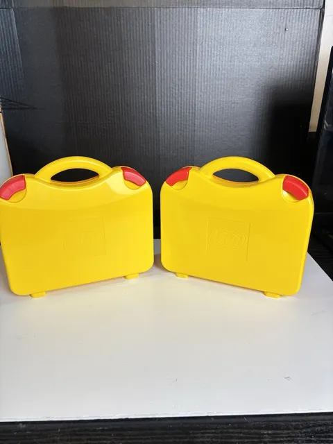 LEGO Set of 2 Storage Carrying Cases Yellow & Orange Adjustable Dividers VG Cond