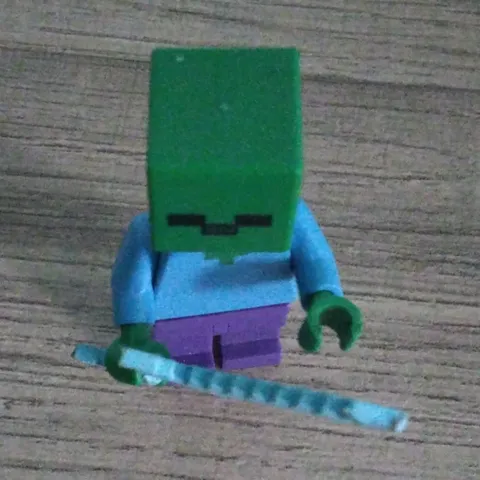 LEGO Minecraft Zombie Minifigure Plastic Figure w/ Weapon