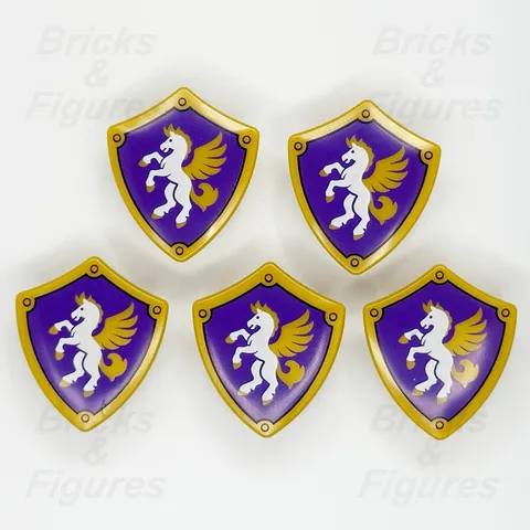 LEGO White and Gold Pegasus Minifigure Shield Part Castle 42674 Friends x 5
