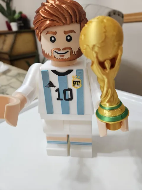 Messi Argentina #10 Soccer figure with Gold Trophy