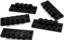 Lego 5 New Black Plates Modified 2 x 6 x 2/3 with 4 Studs on Side Parts