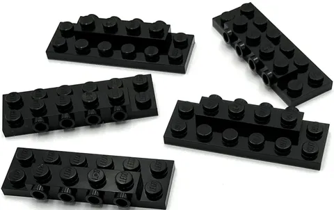 Lego 5 New Black Plates Modified 2 x 6 x 2/3 with 4 Studs on Side Parts