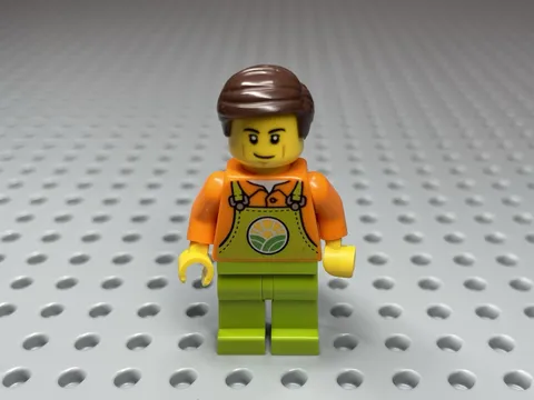 LEGO Minifigure Train Worker Male Lime Overalls Alt Brown Hair No: cty1466 60336