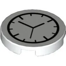 LEGO Part 4150pr0001 - White Tile Round 2 x 2 with Clock Print
