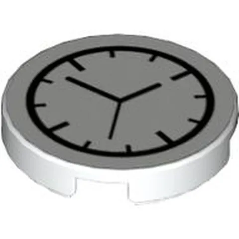 LEGO Part 4150pr0001 - White Tile Round 2 x 2 with Clock Print