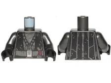 LEGO Pearl Dark Gray Torso SW Black Robe, Silver Spots and Buckle Pattern / Pear