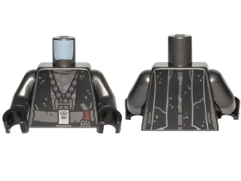 LEGO Pearl Dark Gray Torso SW Black Robe, Silver Spots and Buckle Pattern / Pear
