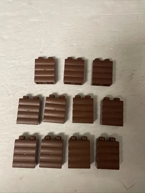 Lego Duplo 2x1x2 Printed Decorated Patterned Brick Brown Lot Of 11