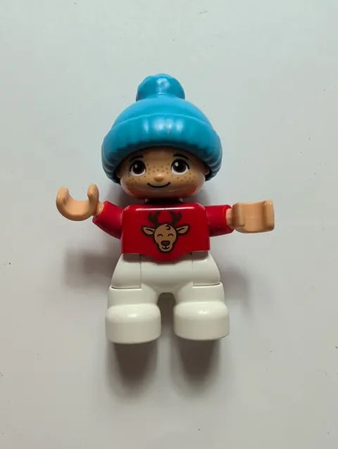 LEGO Duplo 10976 Santas Gingerbread House Blue Hat Boy Replacement Figure 2.5"