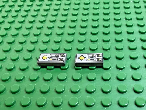 2x LEGO Dk Bluish Gray Tile 1 x 2 w/Vehicle Control Panel 10157 4504  #3069bpc1