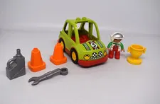 Lego DUPLO blocks Race Car Driver Trophy Cones Gas Can
