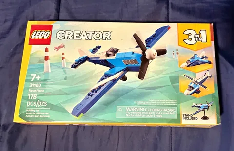 LEGO Creator 3 in 1 Race Plane 31160 Stand Included 178-Piece Set 7+
