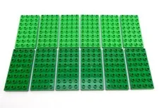 Lego Duplo Lot of 12 Green 4 x 8 Thin Baseplates ~ 6 Green & 6 Dark Green