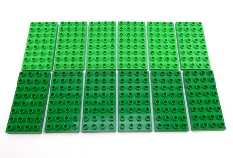 Lego Duplo Lot of 12 Green 4 x 8 Thin Baseplates ~ 6 Green & 6 Dark Green