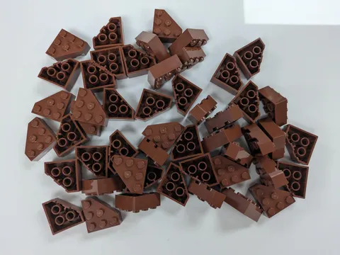 Lego Lot 50 New Reddish Brown Brick Wedges 3 x 3 Facet Parts # 30505