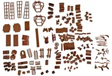 LEGO Brown Parts Lot approx. 200pcs.Rigging Ladders Barrels Wheels Fences Castle
