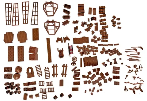 LEGO Brown Parts Lot approx. 200pcs.Rigging Ladders Barrels Wheels Fences Castle