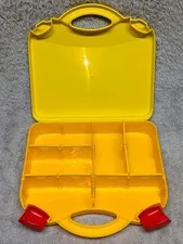 LEGO Yellow Storage Carry Case Organizer w Dividers Red Latches