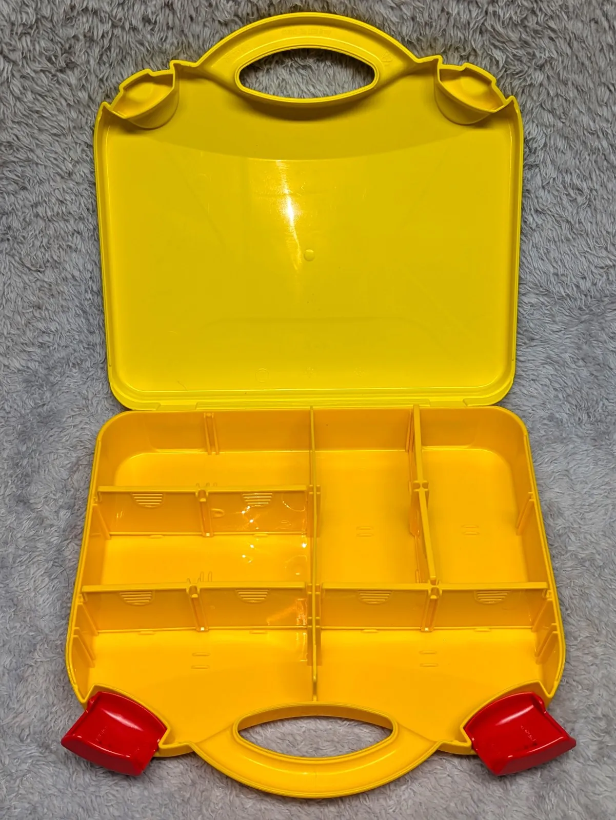 LEGO Yellow Storage Carry Case Organizer w Dividers Red Latches