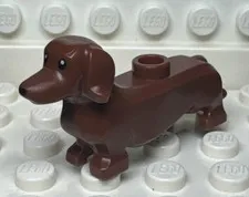 Lego Dachshund, Reddish Brown With Black Eyes/Nose Animal Minifigure (53075pb01)