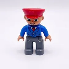LEGO DUPLO Airport 10590 Pilot 2.5" Action Figure Piece Red Hat Blue Shirt