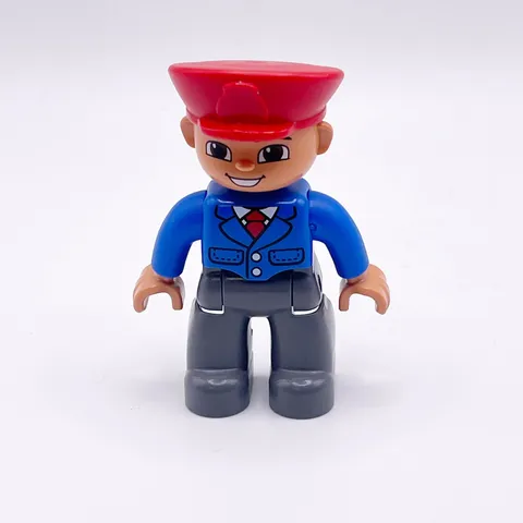 LEGO DUPLO Airport 10590 Pilot 2.5" Action Figure Piece Red Hat Blue Shirt