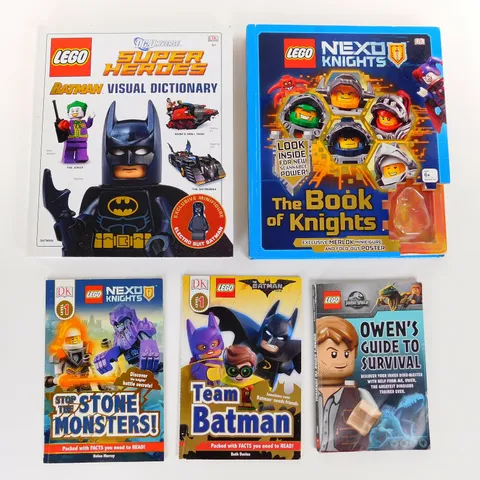 Lego Book Assortment Batman Nexo Knight Jurassic World Lot of 5