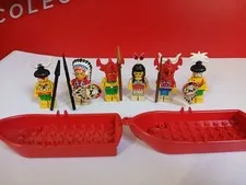 LEGO Western Indians Minifigure Lot 6 Figs 2 Canoes Chief Medicine Man 1997