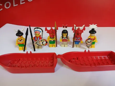 LEGO Western Indians Minifigure Lot 6 Figs 2 Canoes Chief Medicine Man 1997