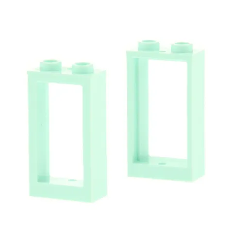 2x LEGO Window Frame 1x2x3 Light Aqua Blue, No Glass 6208518 60593