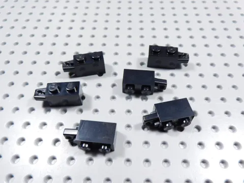 LEGO Lot of 6 Black 1x2 Bricks w/ Locking Finger BF