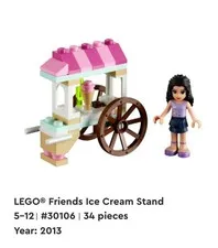 Lego Friends 2013 Ice Cream Stand #30106 Complete NO BOX