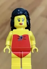 LEGO Girl Female Minifig, Long Black Hair, Halter Top, Bikini Bottoms, Swimsuit