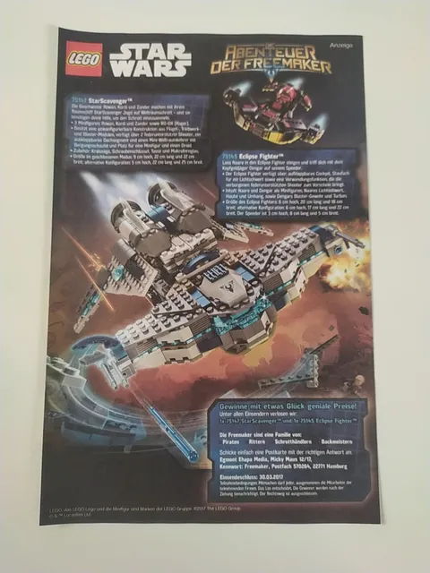 Rare Advertising Flyer Promotional Sheet LEGO Star Wars 75145 Eclipse Fighter 2017