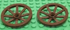 Lego 2 Brown Wheel Lot For Wagon Large 33mm Part 4489a Castle